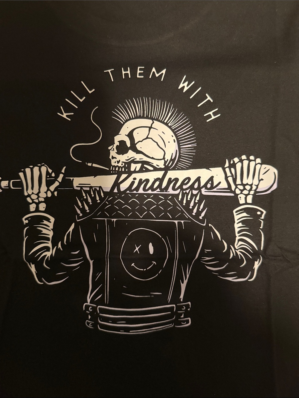 “Kill Them With Kindness” Skull Graphic Short Sleeve Tee - Black